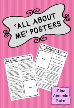 All About Me Posters by Miss Amanda Kate | Teachers Pay Teachers