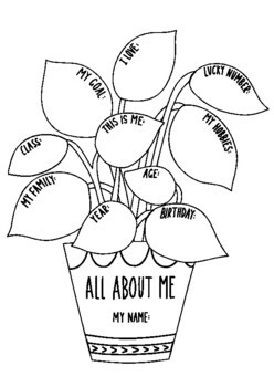 Preview of All About Me Pot Plant Activity Start Up Back to School