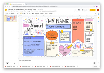 Preview of All About Me Powerpoint _ Google Slides - Boho Rainbow Theme
