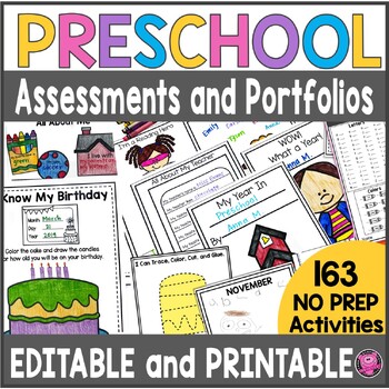 Preview of Preschool Portfolio Assessments & Worksheets -  Preschool Memory Book Activities