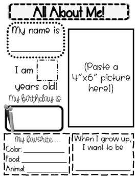 All About Me Printable by Designs by Mrs D | TPT