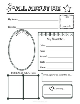 All About Me Printable by Must Love Lists | TPT