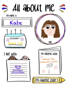 All About Me Printable by Katherine Devlin | TPT