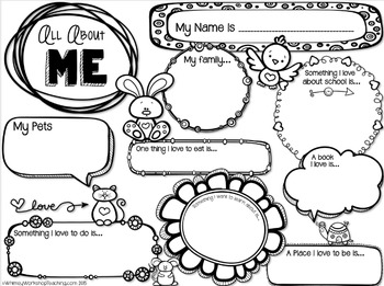 Preview of All About Me Printable FREEBIE - Whimsy Workshop Teaching
