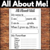 All About Me Printable (Great Morning Work!)