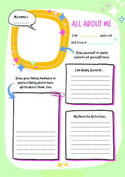 All About Me Printable Worksheet for Preschool to 5th Grade Handwriting ...