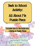 All About Me Puzzle Piece Back to School Activity