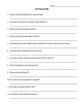 all about me questions