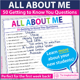 All About Me Questionnaire, Back to School Getting To Know