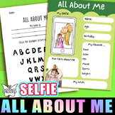 All About Me SELFIE Get to Know Me First Day of School Activity