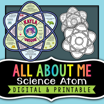 Preview of All About Me Science Atom - First Day of School Science - Back to School