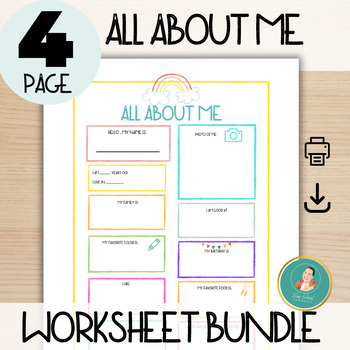 Preview of All About Me Self-Esteem Worksheets, Rapport Building, First Day of School