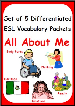 Preview of All About Me - Bundle of 5 Differentiated Vocabulary Packets for ELLs