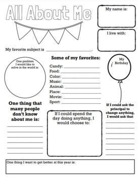 All About Me Sheet (Elementary) by The Lively Llama | TpT