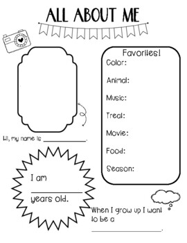 All About Me Sheet by Total Teacher TPT | TPT