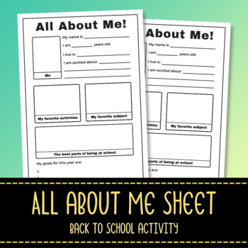 Preview of All About Me Sheet - Back to School Activity - Preschool, Pre-K, Kindergarten