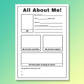 All About Me Sheet - Back to School Activity - Preschool, Pre-K ...