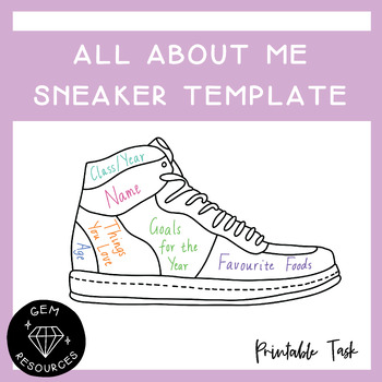 Preview of All About Me Shoe Back to School Activity Start Up Blank Template