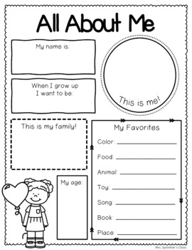 All About Me | Simple Writing Page by Mrs Sprinkler's Class | TpT