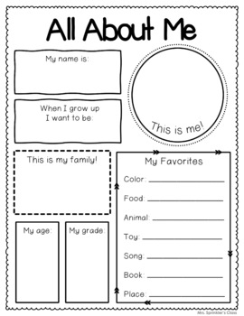 All About Me | Simple Writing Page by Mrs Sprinkler's Class | TpT