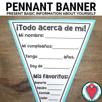 Preview of All About Me Spanish Banner - End of Year Review Activity - Todo Sobre Mí