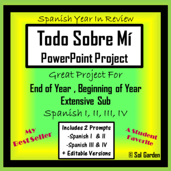 Preview of All About Me Spanish Project - Todo Sobre Mi PPT - 2 Versions