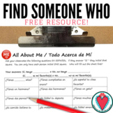 All About Me Spanish Speaking Activity - Find Someone Who Game