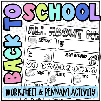 Preview of All About Me | Student Info Sheet & Pennant Activity | Back to School