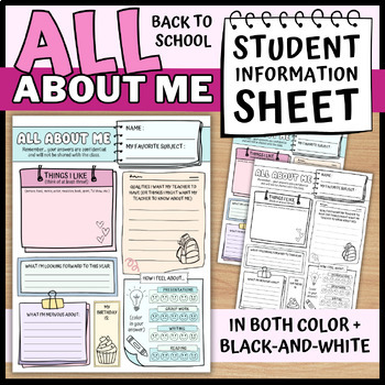 Preview of All About Me - Student Information Sheet - Back to School