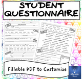 All About Me Student Questionnaire- Editable Template (Mid