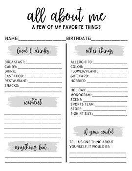 All About Me Survey by Amber Tate | TPT