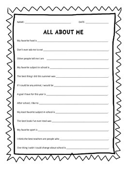 BACK TO SCHOOL: All About Me Survey by Mollie | Teachers Pay Teachers