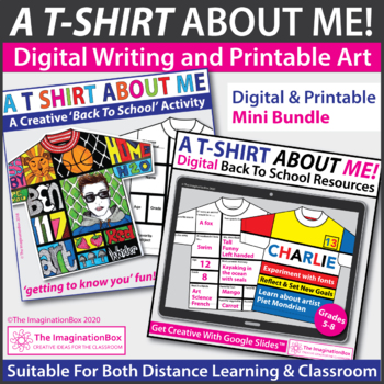 Preview of All About Me T-Shirt Art and Writing | Digital and Printable Bundle