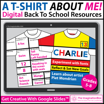 Preview of All About Me T Shirt Digital Art Activity | Google Classroom™