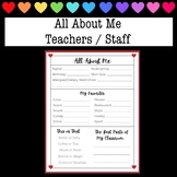 All About Me - Teacher / Staff Interest / Favorites Survey