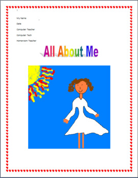 Preview of All About Me Technology Applications Lesson