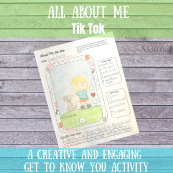 All About Me Tik Tok Activity by Oh So Simple ELA | TPT