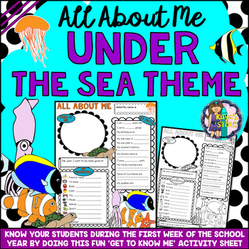 Preview of All About Me Under the Sea Theme Get to Know Me Activity (Back to School)