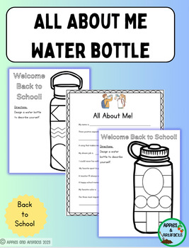 Preview of All About Me Water Bottle Activity