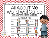 All About Me Word Wall Cards