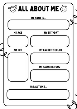 All About Me Worksheet by Up Right Learning | TPT