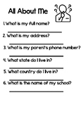 All About Me Worksheet