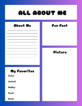 All About Me Worksheet by Leah Fuoco | TPT