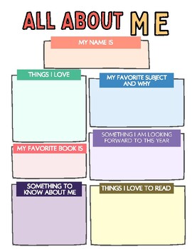 All About Me Worksheet by Kaylin Ensley | TPT