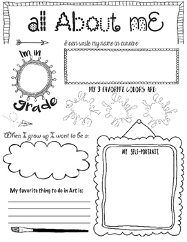 All About Me Worksheet by Messy Artists | TPT