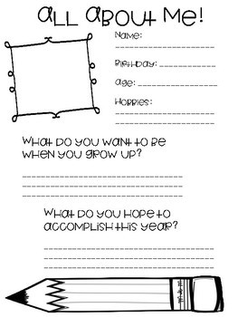 All About Me Worksheet by Learning in Fifth | Teachers Pay Teachers