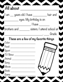 All About Me Worksheet by Katherine Schroeder | Teachers Pay Teachers