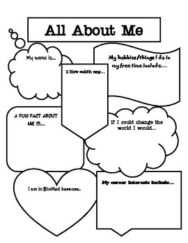 All About Me Printables Middle School