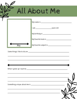 All About Me Worksheet by Taylor Ashcraft | TPT