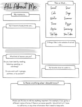 Preview of All About Me Worksheet